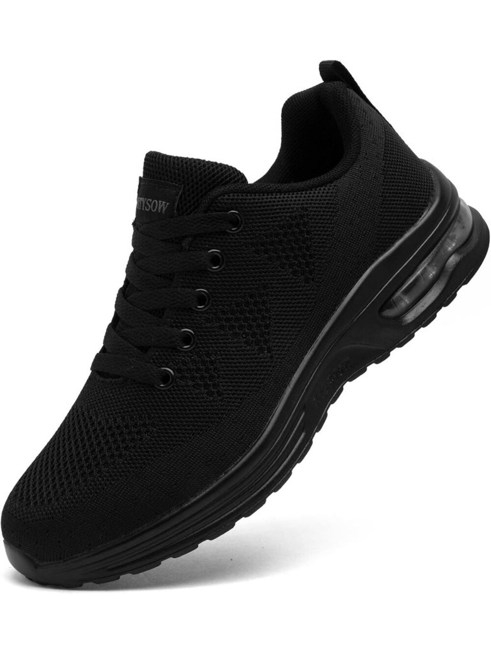 Women's Black Rubber Walking Shoes Lightweight Comfortable Mesh Sports Sneakers